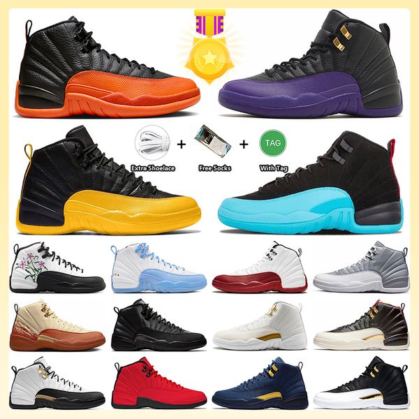 

12 12s basketball shoes brilliant orange cherry field purple michigan vlack taxi stealth eastside golf x muslin winterized gym red floral sn, Black