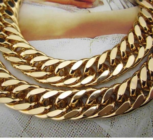 

12mm thick chunky heavy chain 18k yellow gold filled solid double curb chain mens necklace hip hop jewelry gift6434200, Silver