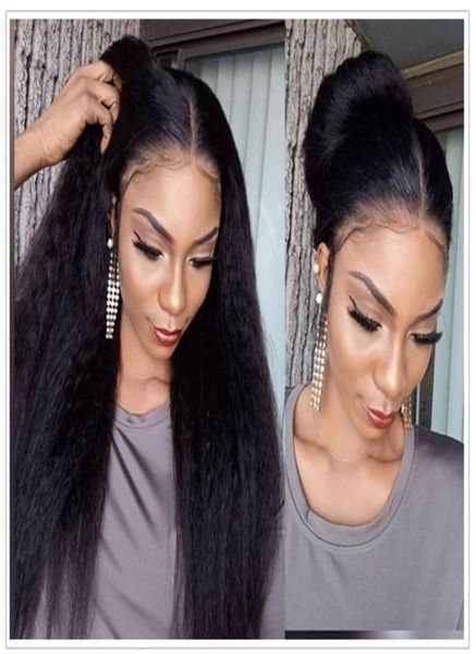 

kinky straight wig full lace human hair wigs for black women 250 density u part wig yaki full lace wig lace front wigs everbeauty3950845, Black;brown