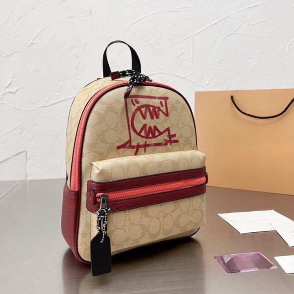 

designer bag women backpack wide shoulder strap double pocket men backpack large capacity snake pattern travel bag retro versatile shoulder