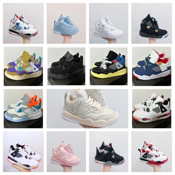 

2023 luxury designer kids shoes sneakers jumpman 4 running basketball shoe j4 baby breathable shoes sneaker girls boys outdoor sports all ma, Black