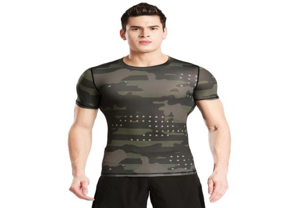 

short sleeved tights fitness clothes men 039s sports outdoor camouflage clothing sweat perspiration dry clothes basketball ru2693168