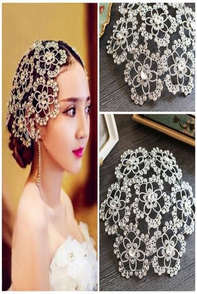 

designer wedding bridal headpiece crystal rhinestone flower hair accessories tiara headband crown queen princess hair jewelry prom1099698, Silver