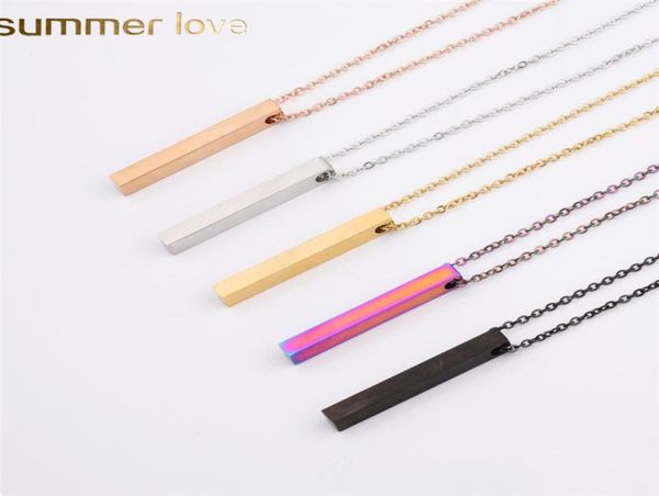 

polished stainless steel blank bar necklaces geometric square vertical long bar pendant necklace pendants diy customize jewelry 5 5438570, Silver