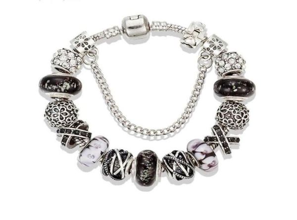

pand strands bracelet 1821cm creative black glass with diamond cylinder hollow ball ornaments6965458