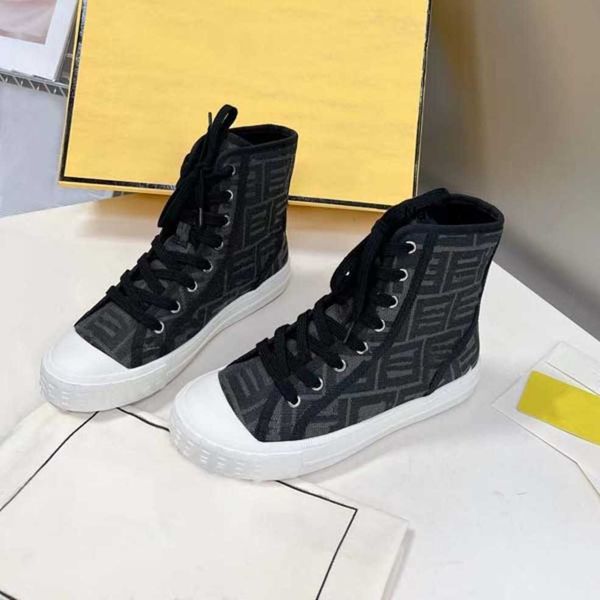 

box fendly ff 35-45 designer women canvas shoe casual shoes letter size embroidery lace-up men sneakers letters with carved sole lovers, Black