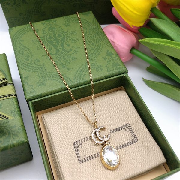 

gold designer pendant ggity necklace g jewelry fashion necklaces women gift double letter, Silver