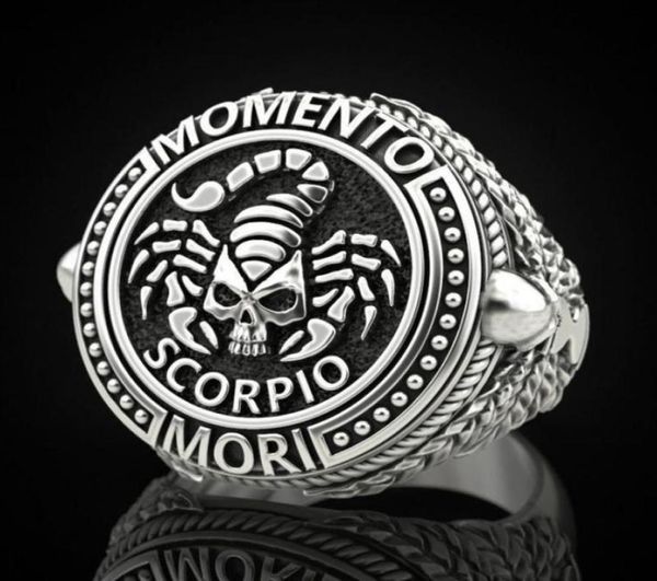 

vintage exquisite punk style s925 black silver color scorpio skull poison scorpion ring for men wedding gift jewelry accessoires c8589689, Golden;silver