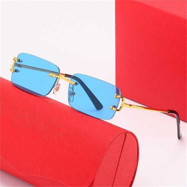 

sunglasses 2023 designer new square men's frameless trend women's physical shooting frame fashion sunglasseskajia new, White;black