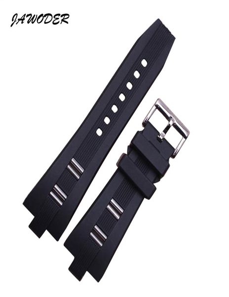 

jawoder watchband 26mmx9mm new men women black diving silicone rubber watch band strap stainless steel pin buckle for bvl watch1106703, Black;brown