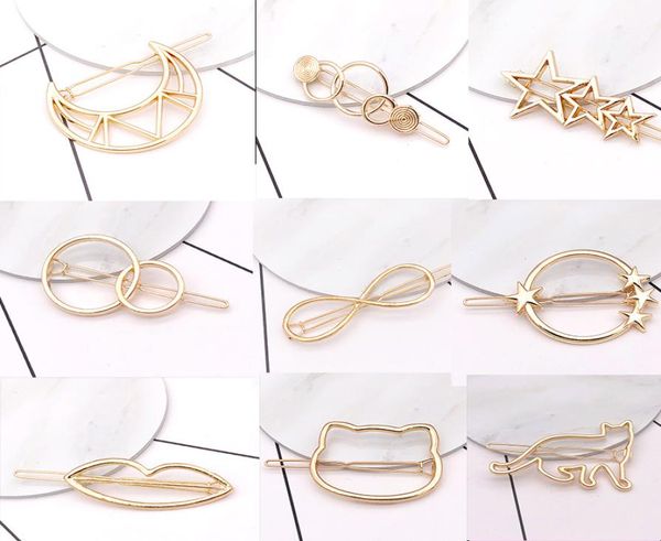 

girls triangle moon hairpins hair clips hairgrip hair accessories lip round barrettes jewelry women hair pins head accessories4540318, Golden;silver