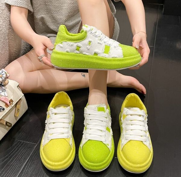 

women platform shoes rhinestones thick-soled white silver shoes shining crystal sneakers trend casual sneakers, Black