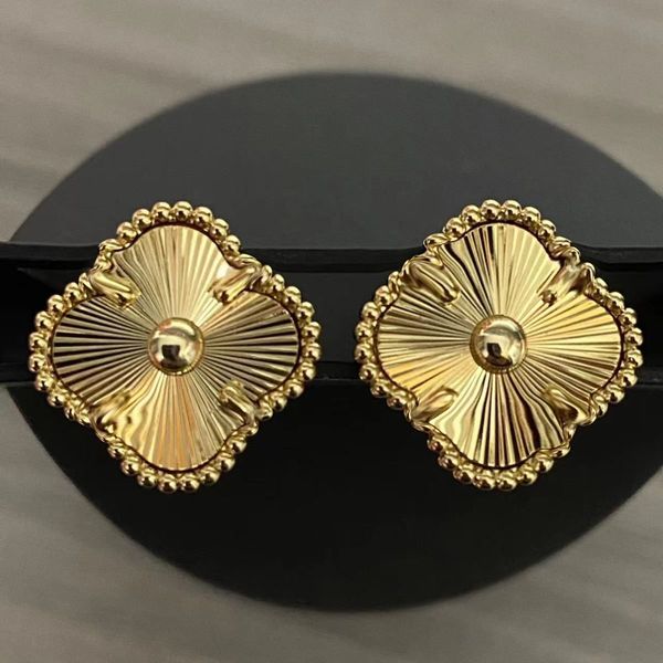

designer earring classic four leaf clover stud 18k gold multiple colors luxury jewelry for women valentine day gift girlfriend with box, Golden;silver