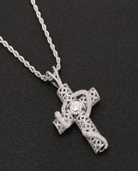 

iced out animal cross pendant 4mm tennis chain necklace gold silver bling cubic zirconia men hip hop rock jewelry4317647