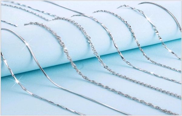 

solid 925 sterling silver box link chain lobster clasp necklace fit pendant in bulk wholesale 18inch7274517