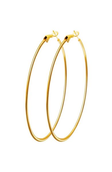 

40mm80mm big hoop earring new polishing exaggerated hoop ear loop smooth circle for women girls silver gold color9555125, Golden;silver