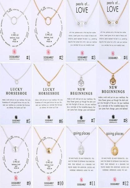 

2020 fahmi dogeared necklaces with gift card circle pearls horseshoe compass lotus flower pendants gold silver chain for women j7083527
