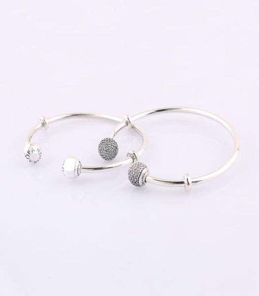 

authentic 925 sterling silver moments silver open cuff bangle with pave caps fits european style jewelry charms beads 59643902zc3373661, Black
