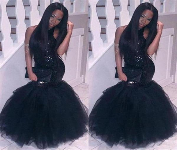 

2019 elegant black girl mermaid african prom dresses evening wear plus size long sequined backless gowns party homecomi7819966