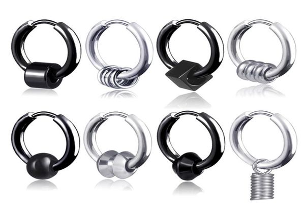 

clip on stainless steel hoop earrings ring spring black women mens ear rings hip hop fashion jewelry will and sandy gift2219393, Golden;silver