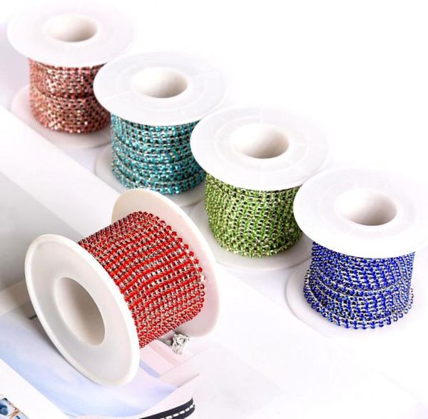 

diy ss6 acrylic crystal 2mm rhinestones silver metal cup claw garment shoes hat wedding decorations banding trims chain5673658, Black