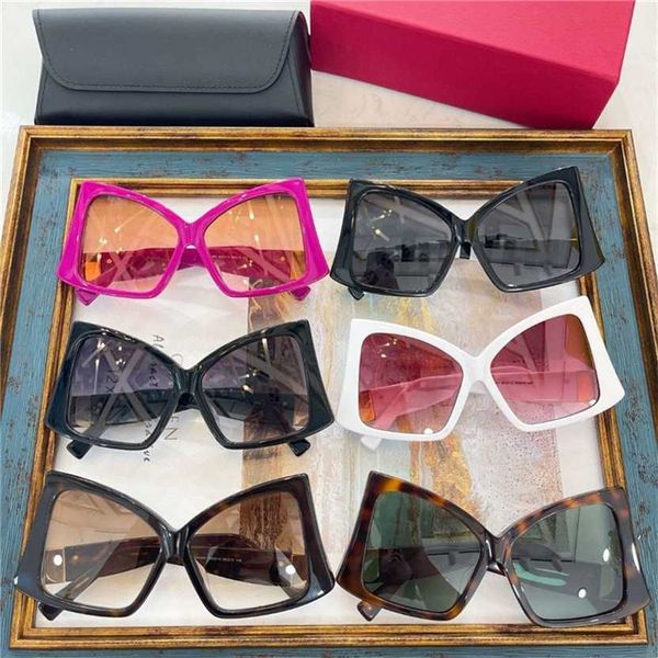 

40% off 2023 new wallen family large frame panel in net red personality cat's eye irregular sunglasses female va4091, White;black