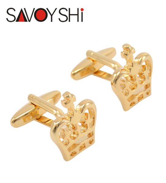 

savoyshi luxury crown cufflinks for mens shirt cuff bottons goldcolor cuff links fashion whole brand jewelry des6328328, Silver