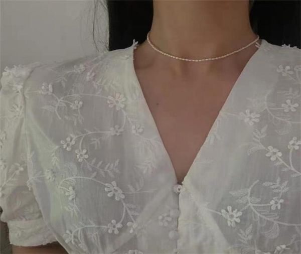 

baroqueonly aaaaa natural millet pearl necklace small collarbone chain choker chain 14k gold wrapped makings joker strap nvd 2207695572, Silver