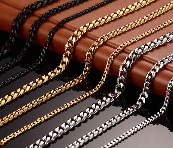

necklaces 3mm 5mm 7mmcuban link chain stainless steel necklace gold filled tone punk hip hop men 039s jewelry usenset1606300, Silver