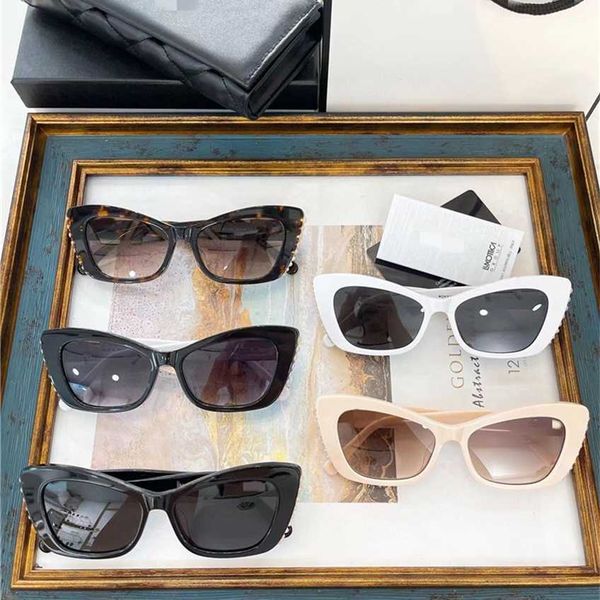 

48% off 2023 new xiaoxiangjia cat's eye sunglasses same ch9021 personalized pearl sunglasses as the popular celebrity of fengwang, White;black