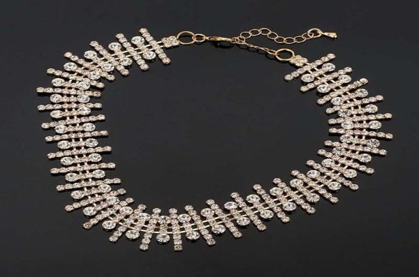 

iced out wedding choker necklace for women luxury designer bling diamond tennis chain chokers bridal engagment dinner necklaces je8645374, Golden;silver