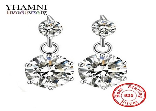 

yhamni luxury 925 sterling silver jewelry hearts arrows cut 1 carat cz diamond stud earring wedding earrings for women ed0642980369, Golden;silver