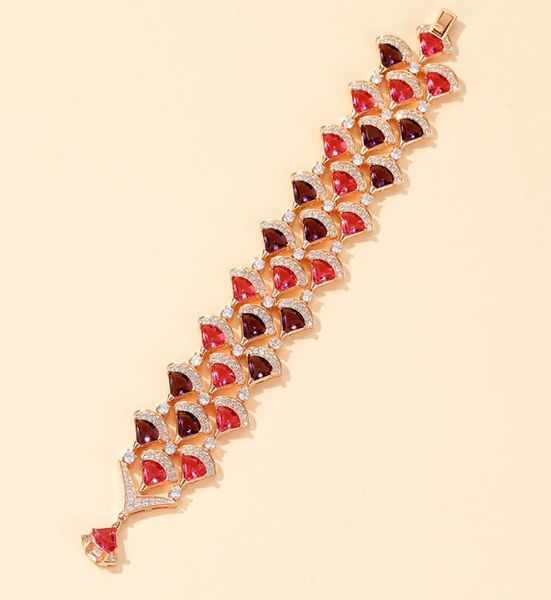 

charm bracelets fanshaped colored treasures bracelet microset color zirconium goldplated atmospheric ladies evening banquet fan1013608, Golden;silver