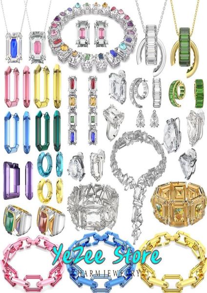 

pendant necklaces swa original 1 1 trendy austrian crystal mesmera chroma luxury necklace earrings bracelet romantic jewelry sets 1824167, Silver