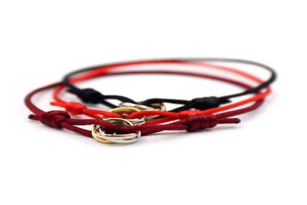

316l stainless steel trinity ring string bracelet three rings hand strap couple bracelets for women and men fashion jewwelry famou1662849, Golden;silver