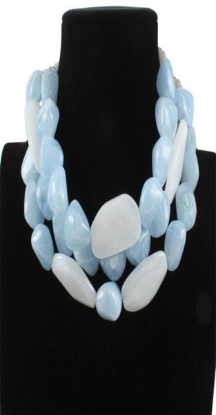 

new big irregular resin necklace women bohemian multi layer strand african necklace collare collares de moda chunky collier y200735797642, Silver