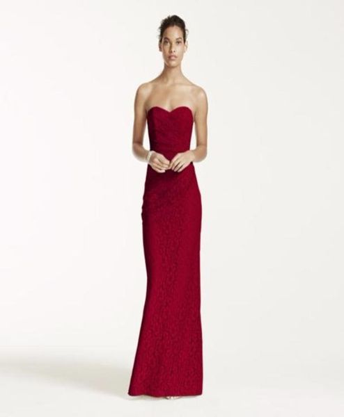 

long strapless lace bridesmaid dresses slit back with sweetheart neckline w10329 wedding party dress evening dress formal dresses9136787, White;pink