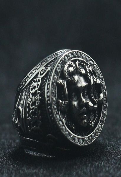 

cluster rings 316l stainless steel cool clean stone king skull est ring7669014, Golden;silver