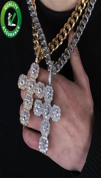 

hip hop jewelry designer necklace mens iced out pendant luxury bling cuban link chains diamond cross necklaces gold silver rapper 2852324