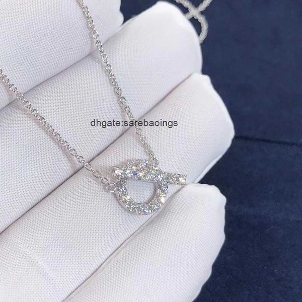 

aher mas designer luxury nacklace h family pig nose necklace female 18k rose gold full diamond collar chain circle pendant, Silver