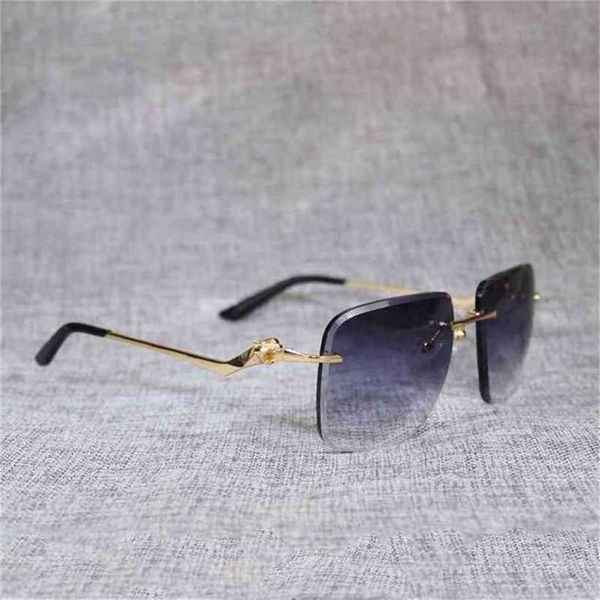 

sunglasses 2023 designer vintage rimless oversize men oculos leopard style square metal shade cutting lens gafas women for outdoorkajia new, White;black
