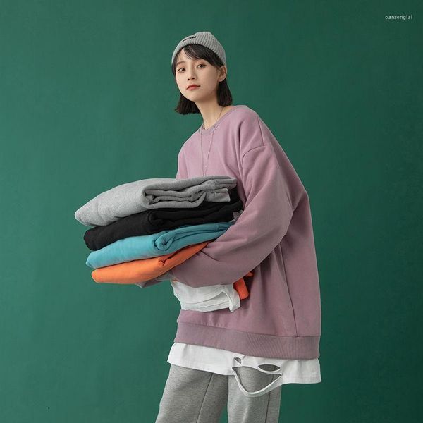 

style men's hoodies women's spring round neck loose trend fake two-piece ripped student casual jacket, Black