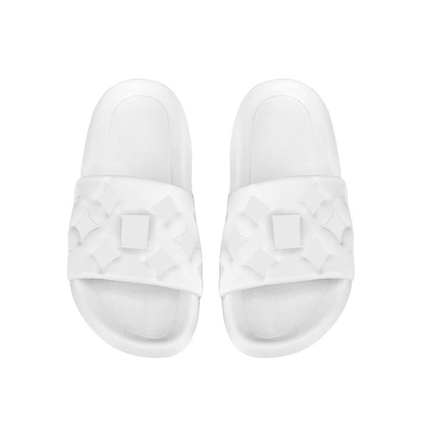 

2023 slippers designer sandals waterfront embossed mule rubber slide beach sandals men women white black green olive summer shoes