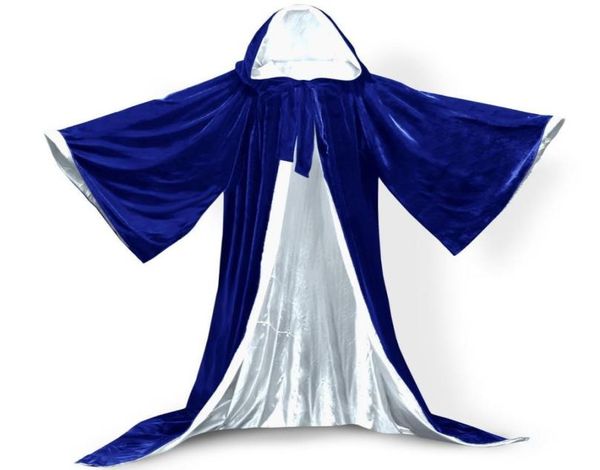 

long sleeves velvet hooded cloak wedding cape halloween wicca christmas hooded bridal cape burgundy velvet christmas halloween par8591874, White