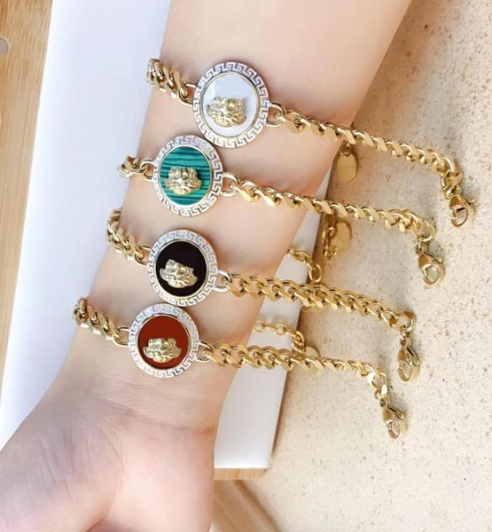 

classic bracelets fashion elegant stainless steel bangle women 18k gold plated bracelet wristband cuff chain lovers gift wedding j3914983, Black