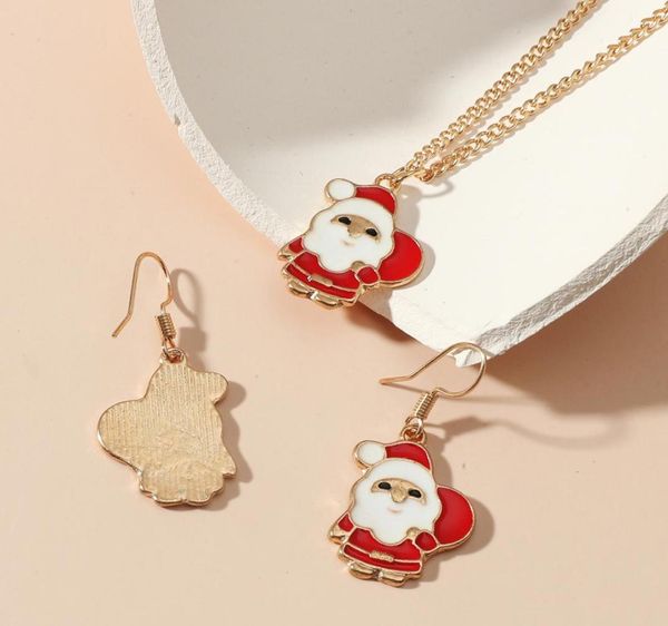 

cute cartoon drip color christmas tree christmas gift earrings necklace set4577225, Silver