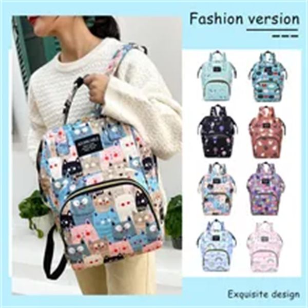 

fashion mommy rainbow ballon cats printing diaper bag large capacity travel portable nappy milk bottle stroller backpack a1