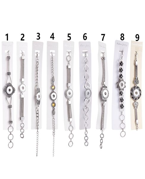 

18mm metal snap bangle silver button bracelets retro ginger cuff chain for women men diy jewelry watches gift8900928, Black