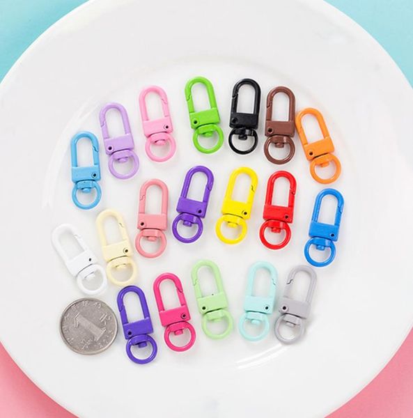 

20pcs colorful chain ring metal lobster clasp clips bag car keychain diyjewelry accessories key hooks hook up base findings2998792, Slivery;golden