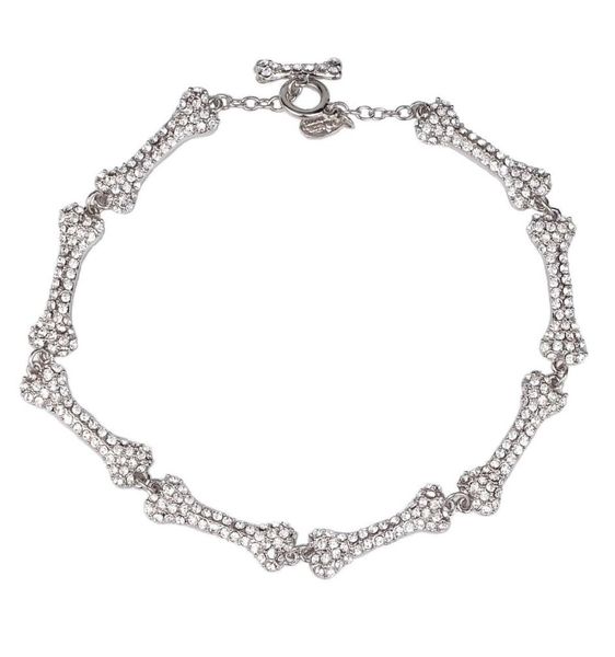 

the queen mother ins net celebrity same style european and american punk full diamond bone t buckle necklace spot explosion5182970, Silver